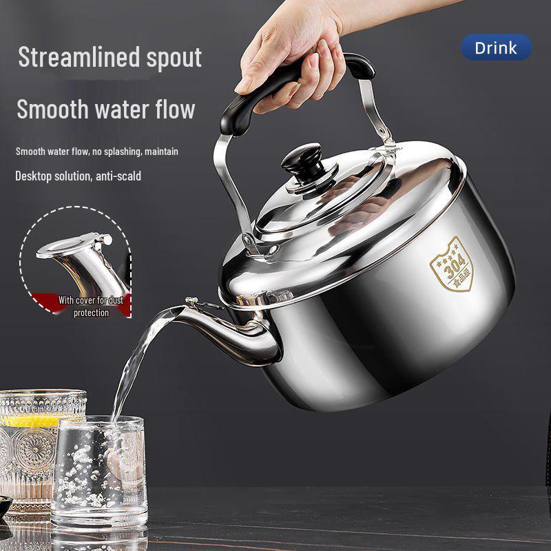 Food-Grade Stainless Steel Whistling Kettle, Large Capacity, for Gas Stove and Induction Cooker 5L Whistling Kettle
