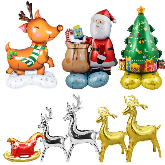 Baloane 3D de Crăciun din folie de aluminiu: Moș Crăciun, Brad de Crăciun, Ren, Decorațiuni Sanie