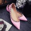 Fashion Small Size 31 32 33 Flat Shoes for Women Spring and Autumn Rivet Pointed Flat Shoes Shallow Large Size Shoes for Women 44 45