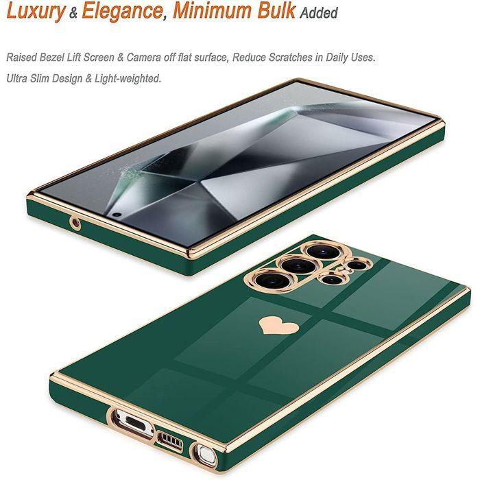 Coque Cœur - BOOLING - pour Samsung Galaxy S26 Ultra - Silicone Anti-Rayures Souple Vert Nuit