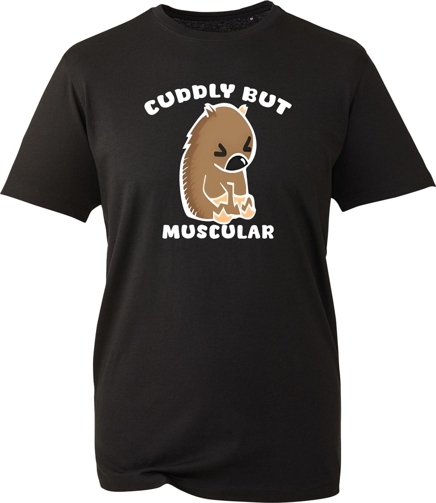 Cuddly But Muscular T Shirt Unisex Funny Cute Bear Gym Bodybuilding Graphic Tee L