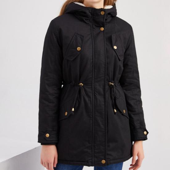 Women Coat Hooded Zipper Cotton Blend Prevent Coldness Women Jacket for Outdoor