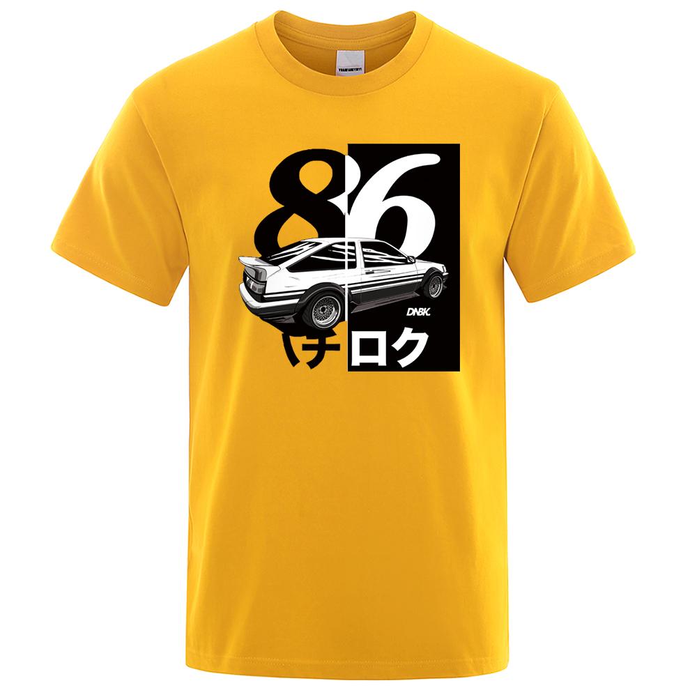 AE86 Initial D Homme T-Shirt Herren Print Drift T-Shirt Mode Cooles T-Shirt Japanischer Anime Kurzarm Sommer Casual Tops