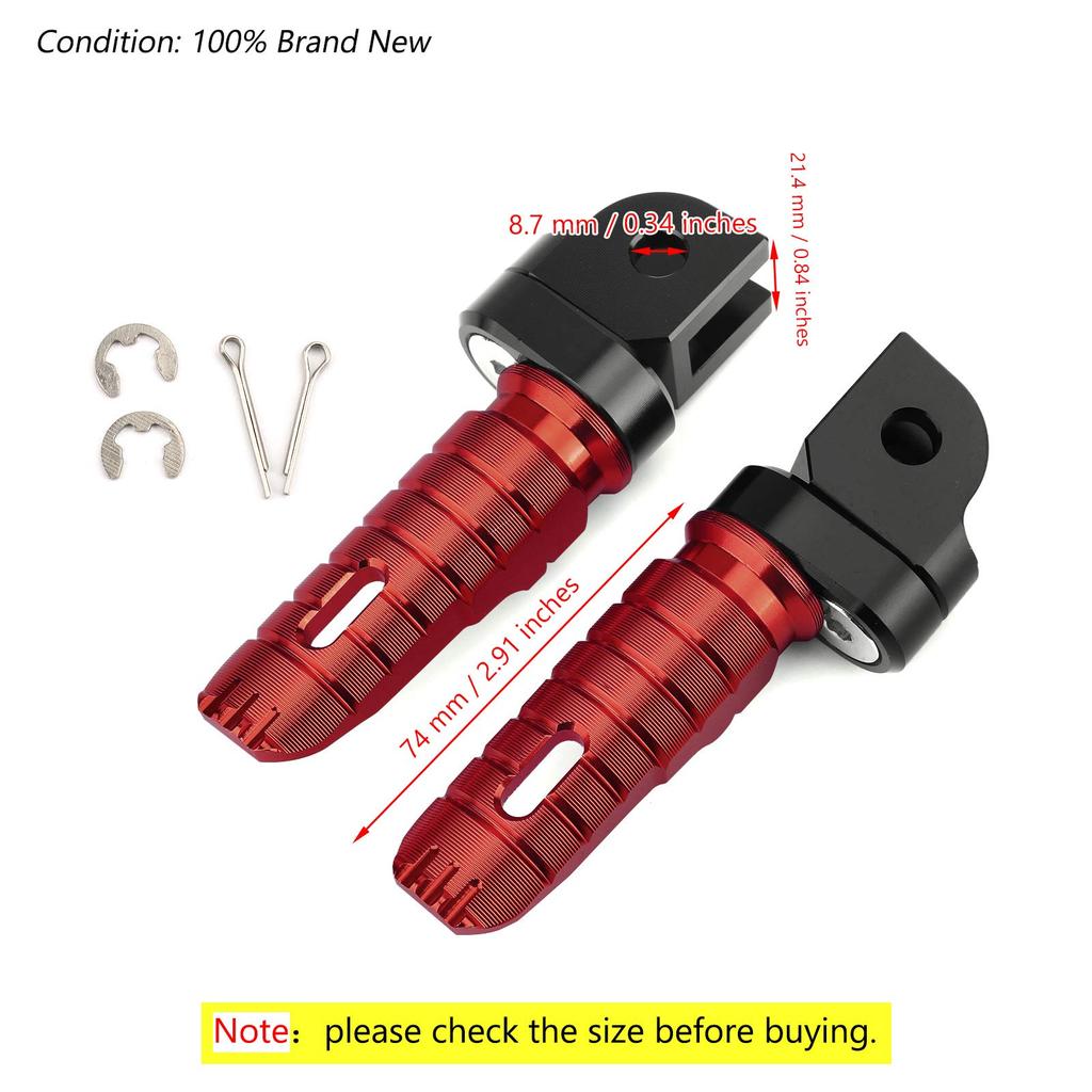 Artudatech Front Footrest Foot Pegs for Honda CB125R CBR250RR CBR1000RR CB600F CB1100/RS/SX Motorcycle Red