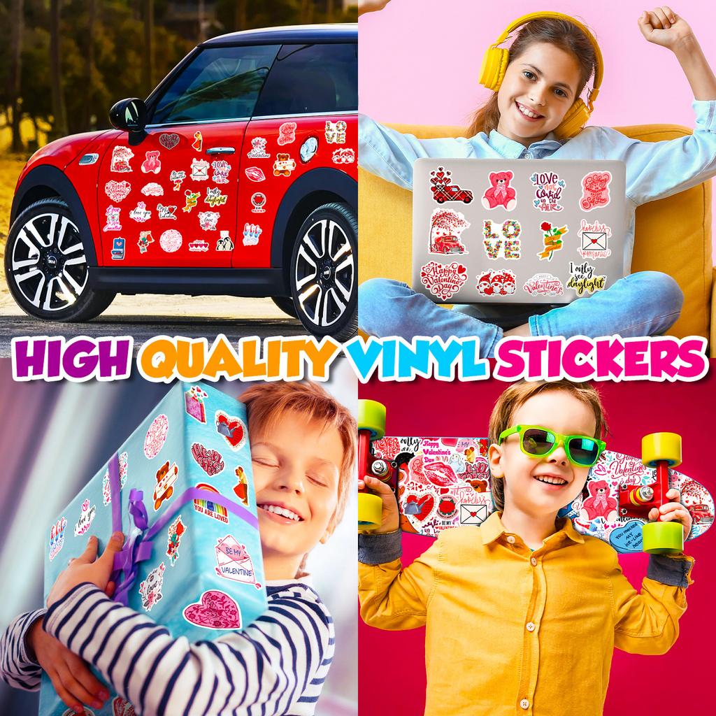 50 PCS Valentine Sweet Stickers Set - Romantic Heart Decals for Notebook, Gifts, DIY Decor
