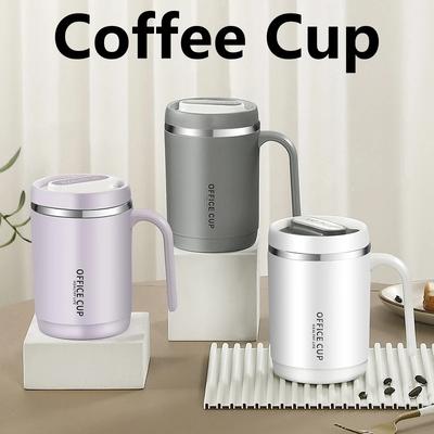 Coffee Cup Grey Creative Drinking Cup Portable Office Large Capacity Covered Milk Mug for Kitchen Travel Water Bottle Thermoses