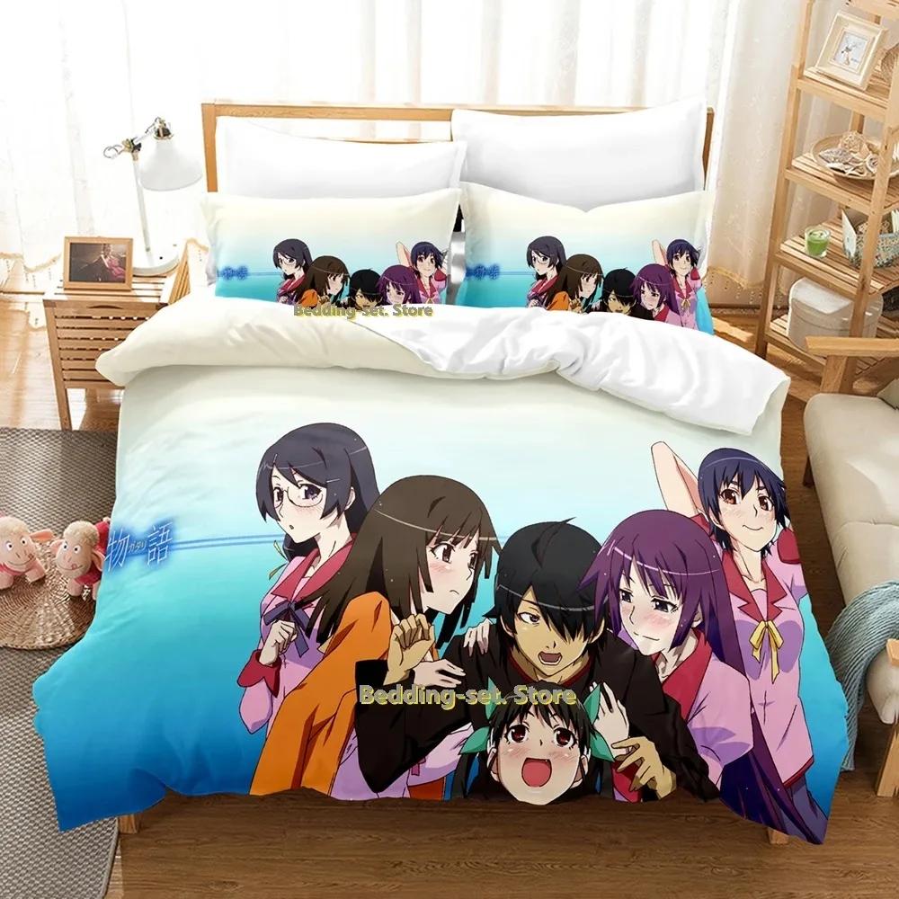 2024 Bakemonogatari Bedding Set Single Twin Full Queen King Size Bed Set Adult Kid Bedroom Duvetcover Sets Anime Bed Sheet Set