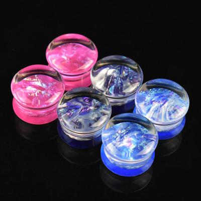 A Pair of 6-50mm Shiny and Brilliant Circular Shapes, Semi Transparent Ear Gauges, Tunnel Plugs, Acrylic Body Piercing Jewelry