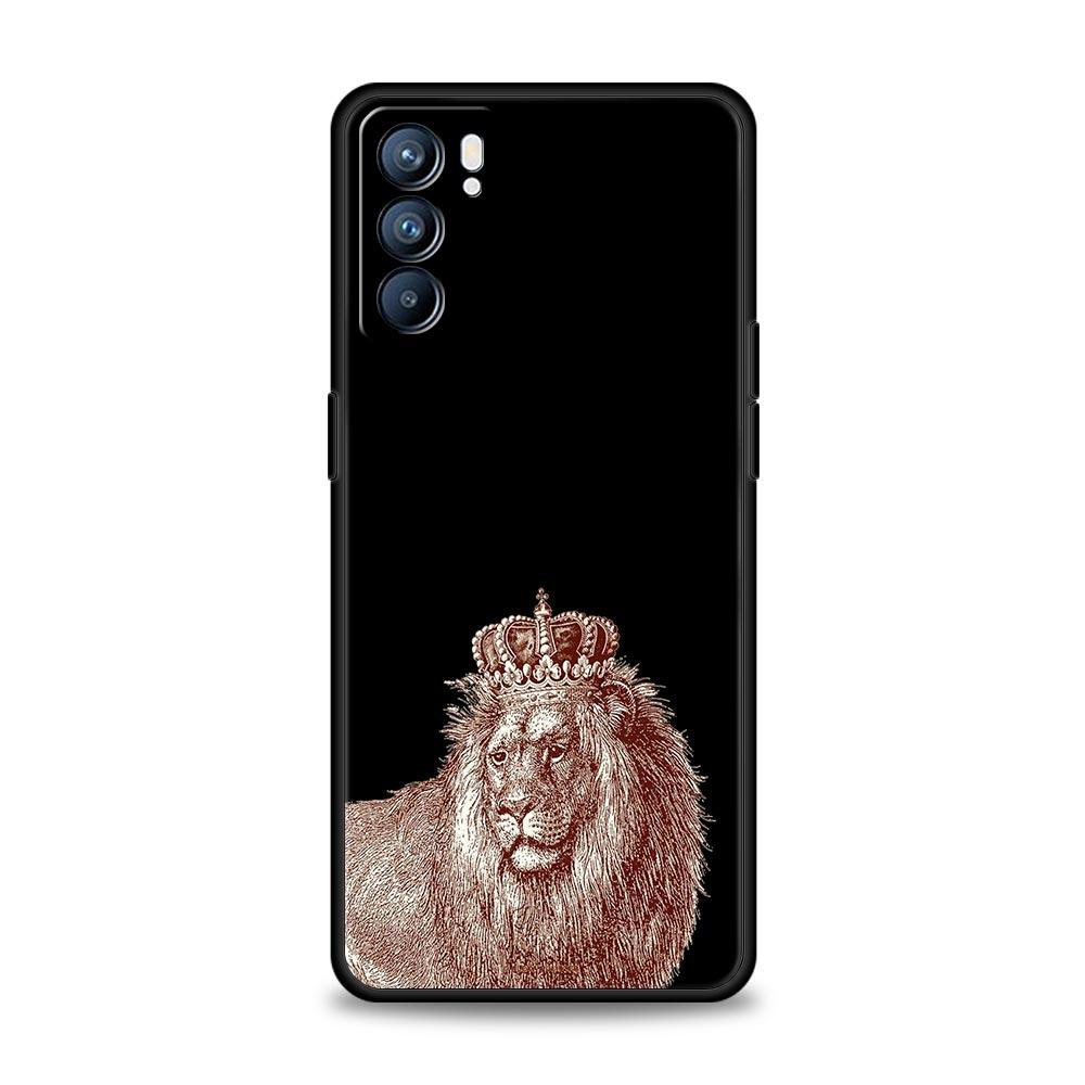 Concise Lion Pattern Phone Case For Oppo Reno14 Reno13 Reno12 11 F 10 Find X5 X9 Pro A54 5G A53 A52 A9 A16 A78 4G A80 A98 Cover