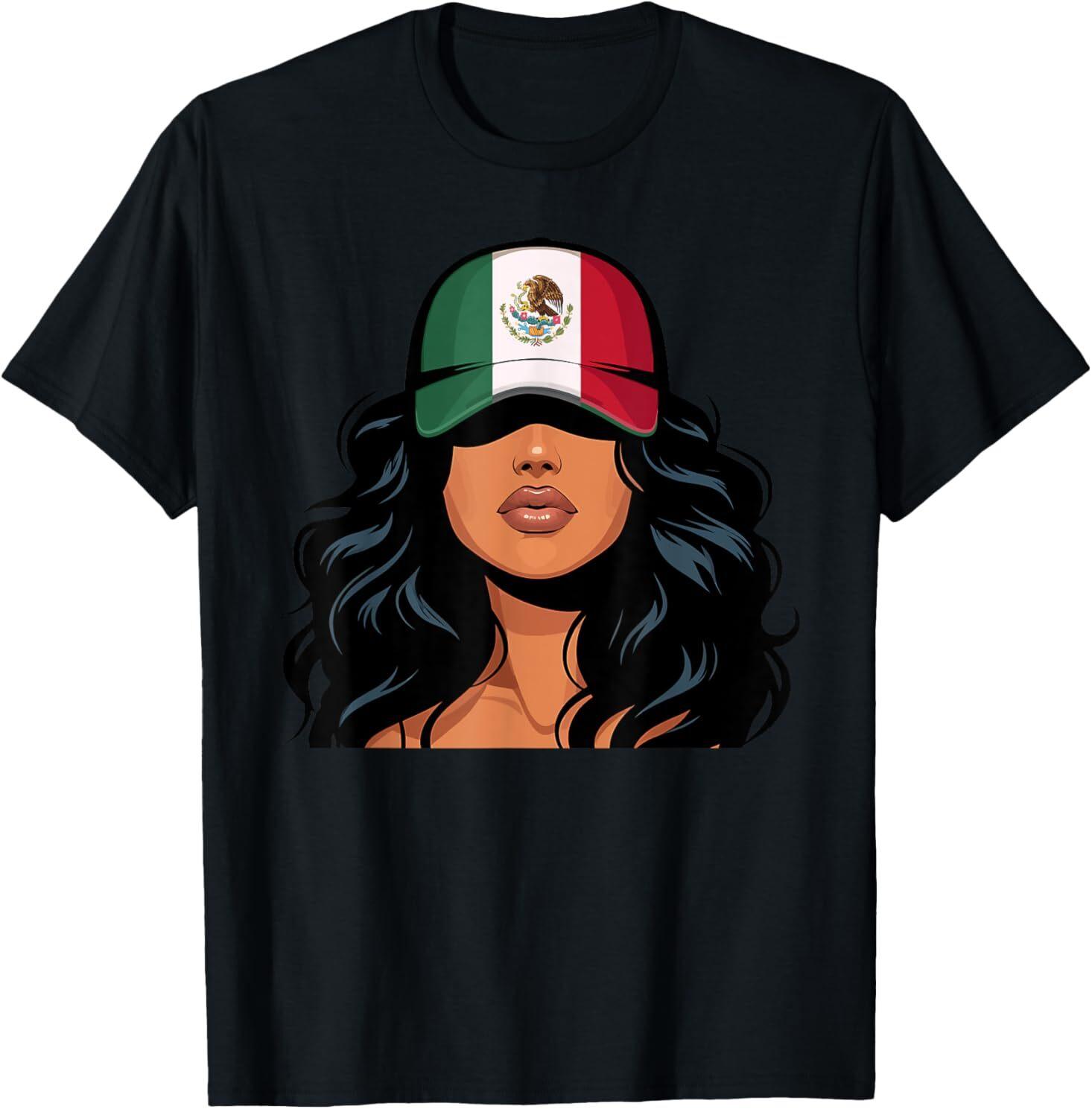 Mexican Girl Mexico Flag Proud Mexicana Women T-Shirt Mens Womens Tees Top S