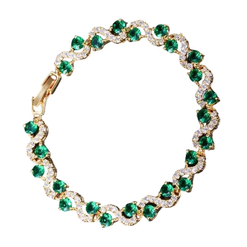 Fashionable Cubic Zirconia Stones Wristchain Adjustable Chain Bracelet Colorful Simulated Gemstones Bangle For Ladies