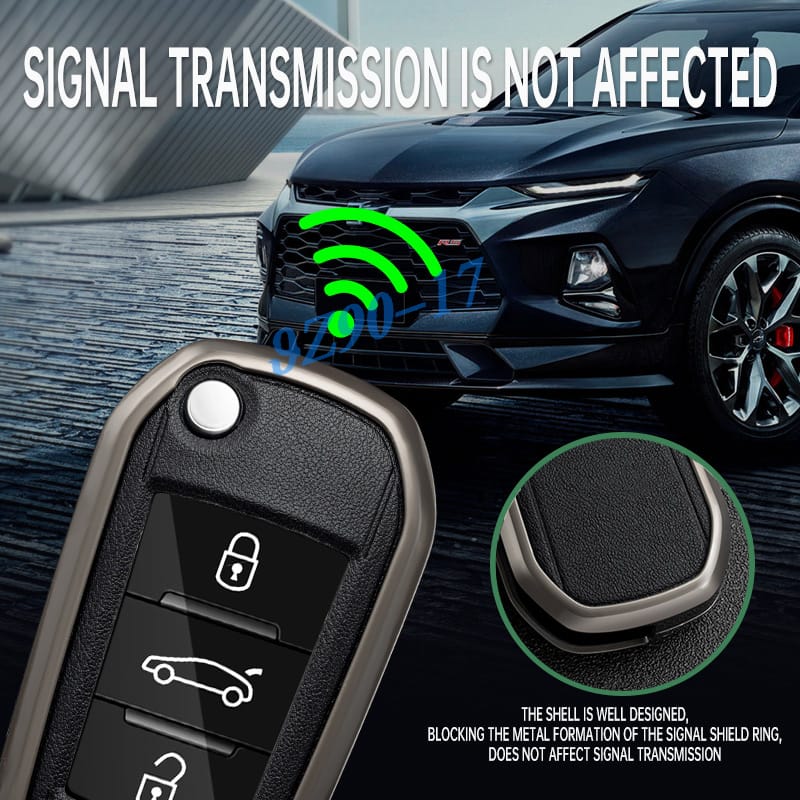 Metal Leather Car Key Fob Case Cover Keychain For Peugeot Citroen 208 301 308 508 2008 3008 5008 C3 C5 Aircross C-Elysee