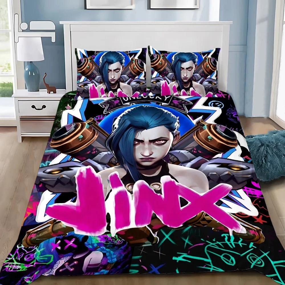 Jinx Arcane Duvet Cover Pillowcase Bedding Set Adult Boy Girl Bedroom Decoration League of Legends Gift Single Double Size