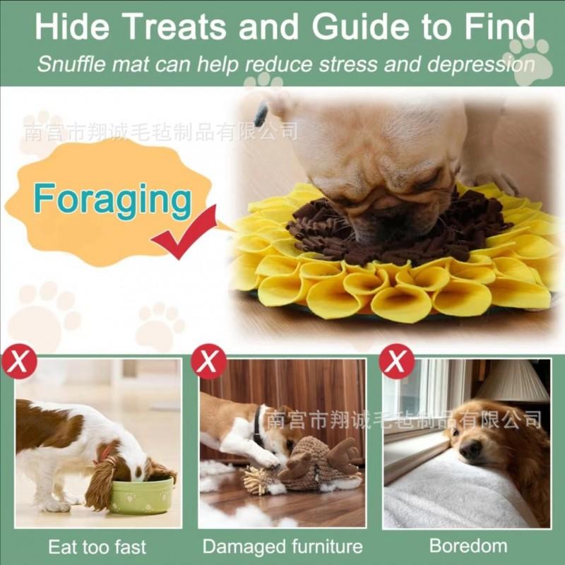 Dog Snuffle Mat Slow Feeding Scent Training - Felt Puzzle Toy Mental Stimulation Yellow