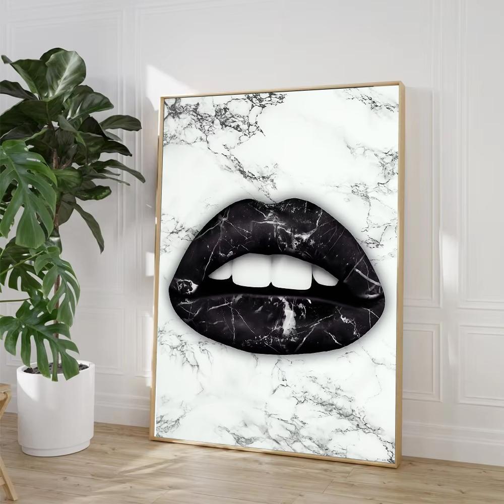 Luxury Modern Golden Lips Money Flower Poster Print Abstract Canvas Painting Wall Minimalist Art for Living Room Home Decoration