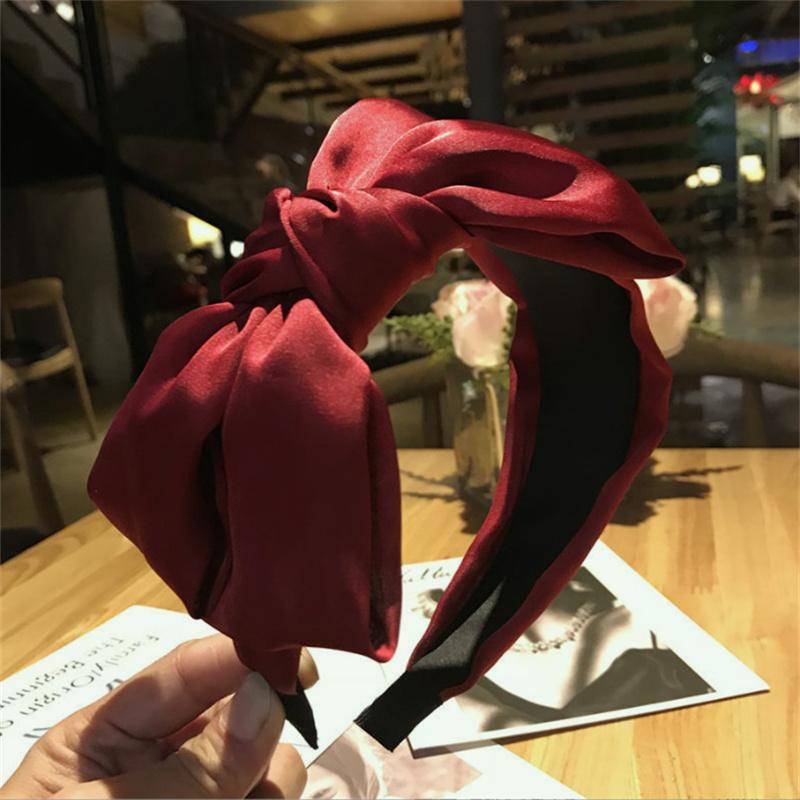 Solid Bowknot Hairbands For Women Fashion Wide Headbands Girl Hair Bands Female Bow Hair Head Hoop Headwear Hair Accessories