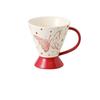 Festive Red Butterfly Ceramic Mugs (Set of 2)