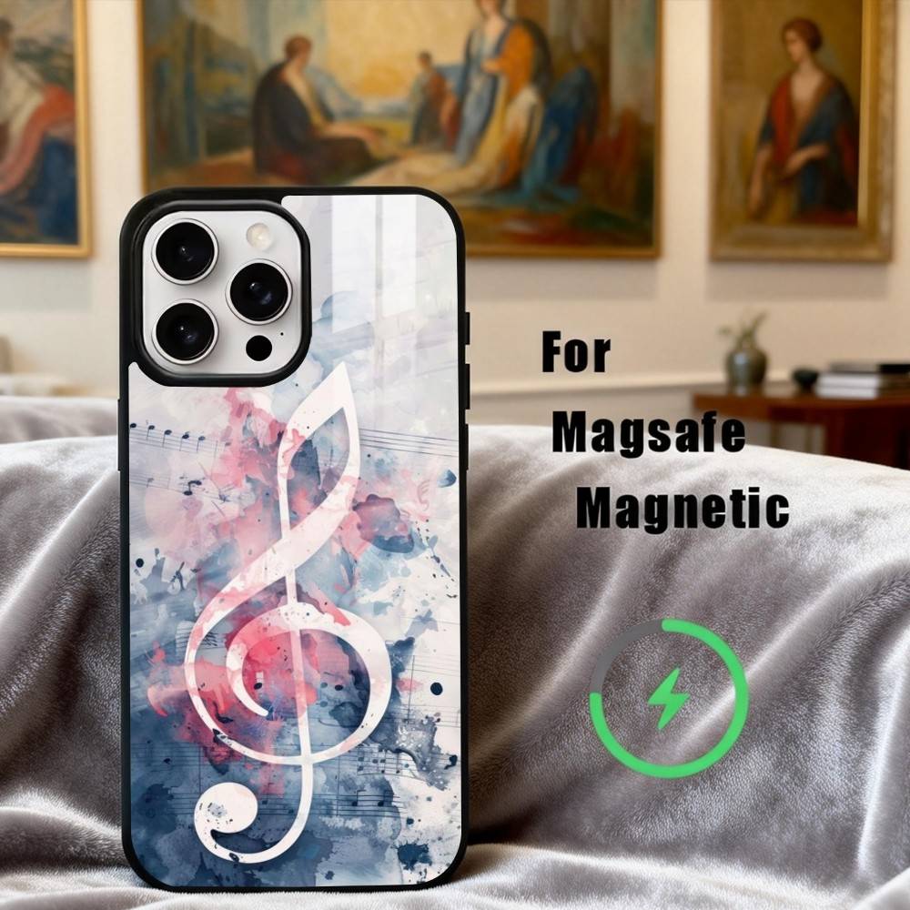 

M-Music Art T-Treble Clef Phone Case For iPhone17,16,15,14,13,12,11 Plus,Pro Max Magnetic For Magsafe Wireless Charging iPhone17Pro