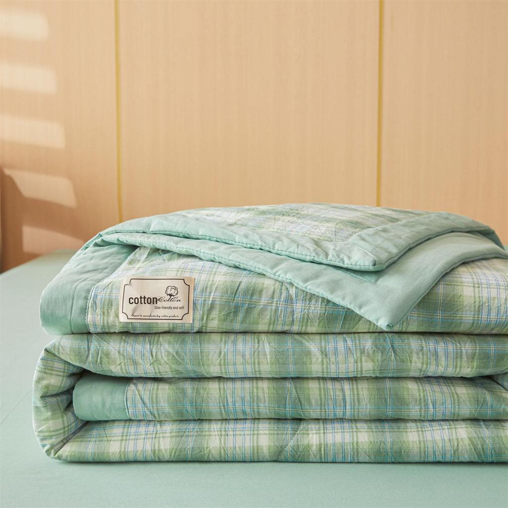 Muji-style Pure Cotton Summer Quilt – All-Cotton, Machine Washable Air Conditioning Quilt for Dorms