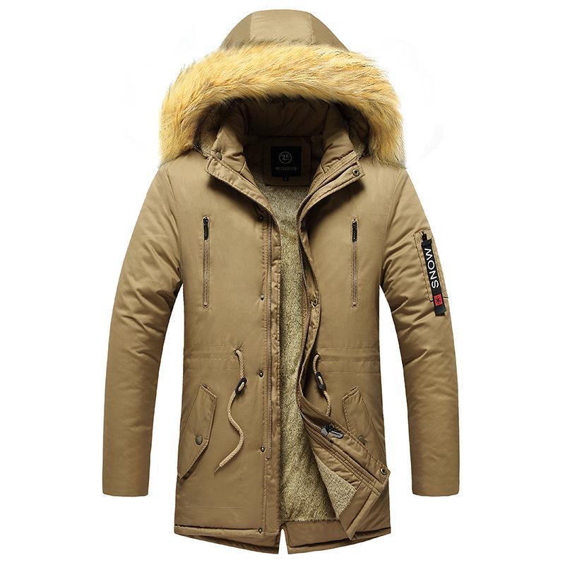 

Мужская куртка средней длины с хлопковой подкладкой, европейская и американская мода, приталенная теплая утолщенная зеленая мужская куртка с хлопковой подкладкой XL