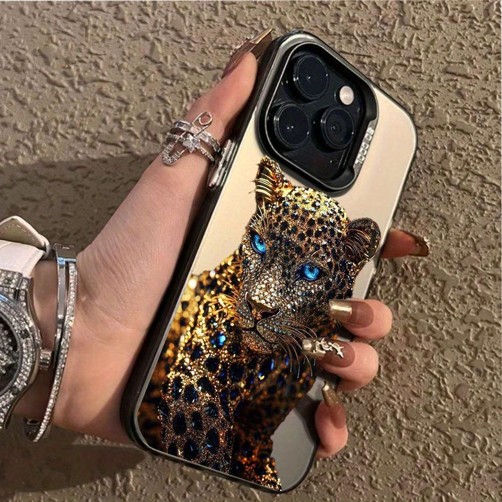 Leopard print sparkling diamond pattern phone case suitable for iPhone 17 16 15 14 13 12 11Pro/Max/Plus anti drop and shockproof