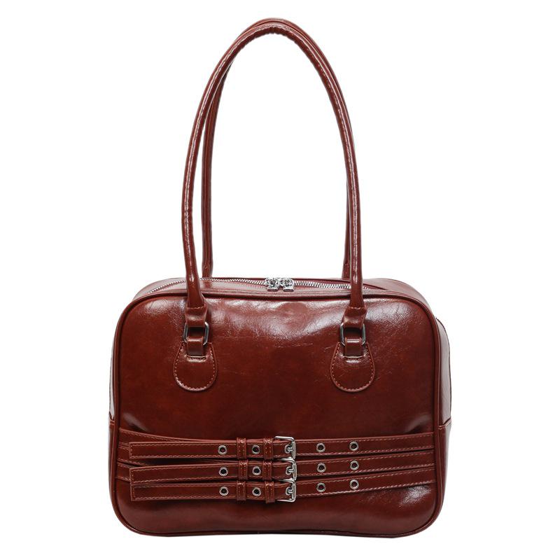 

Korean Trendy Women’s Large Capacity Square Bag - 2025 Autumn/Winter Crossbody & Shoulder Style коричневий