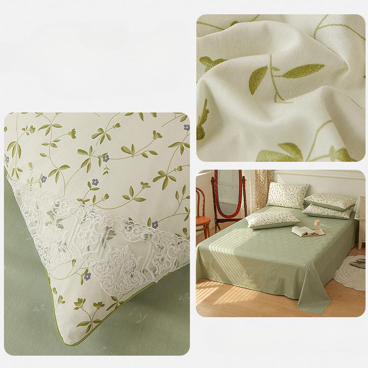 Vierteiliges Bettlaken aus reiner Baumwolle mit Blumenmuster, dreiteiliges Set mit kleinem, frischem Baumwollbett im Prinzessinnen-Stil