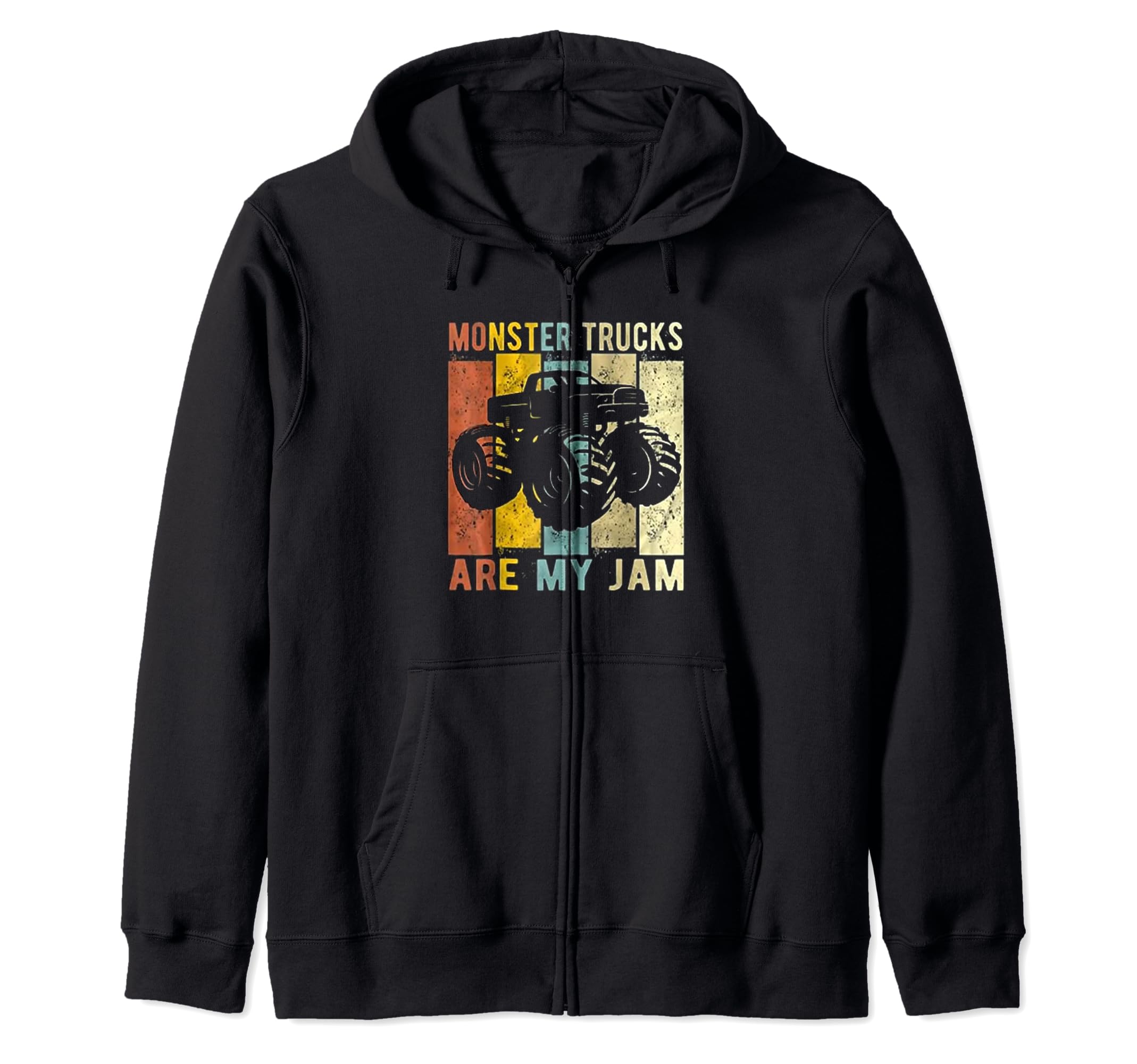 

Vintage Monster Truck Are My Jam Retro Sunset Cool Engine Zip Hoodie