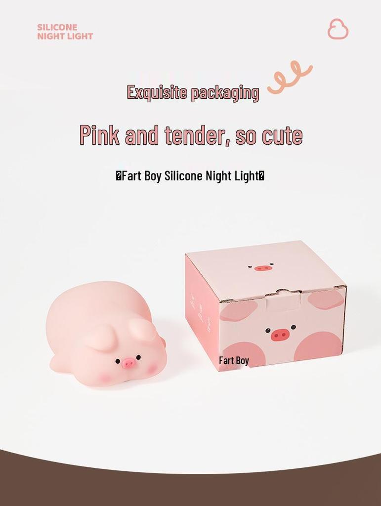 Best-Selling Silicone Pig Night Light - Tap to Light, Eye-Friendly Atmosphere, Rechargeable LED