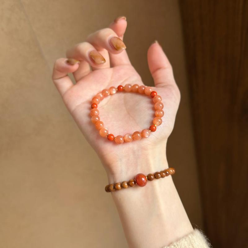 Natural Hetian Jade Agate Beaded Bracelet Niche Fashion Versatile Bracelet Fashion High Sense National Style Hand Jewelry