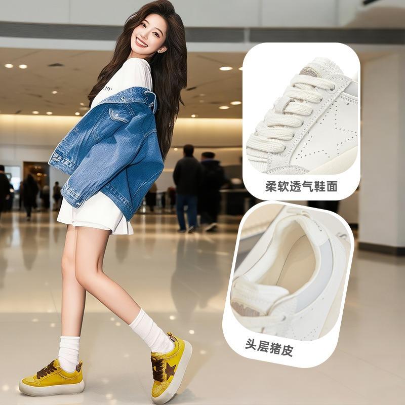 Leather old little white shoes women's autumn new women's single shoes thick baseplate shoes casual versatile star women's shoes