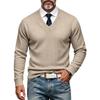 Maglione da Uomo Autunno Inverno a Treccia Monocolore Scollo a V Manica Lunga Casual Business Maglione Lavorato a Maglia