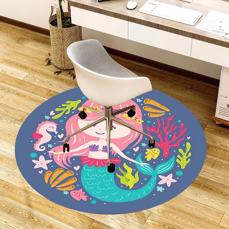 1pc Office Carpet Chair Mats Mermaid Fantasy Underwater Scene Perfect for Decorating Office Chairs, Living Rooms, Or Bedrooms