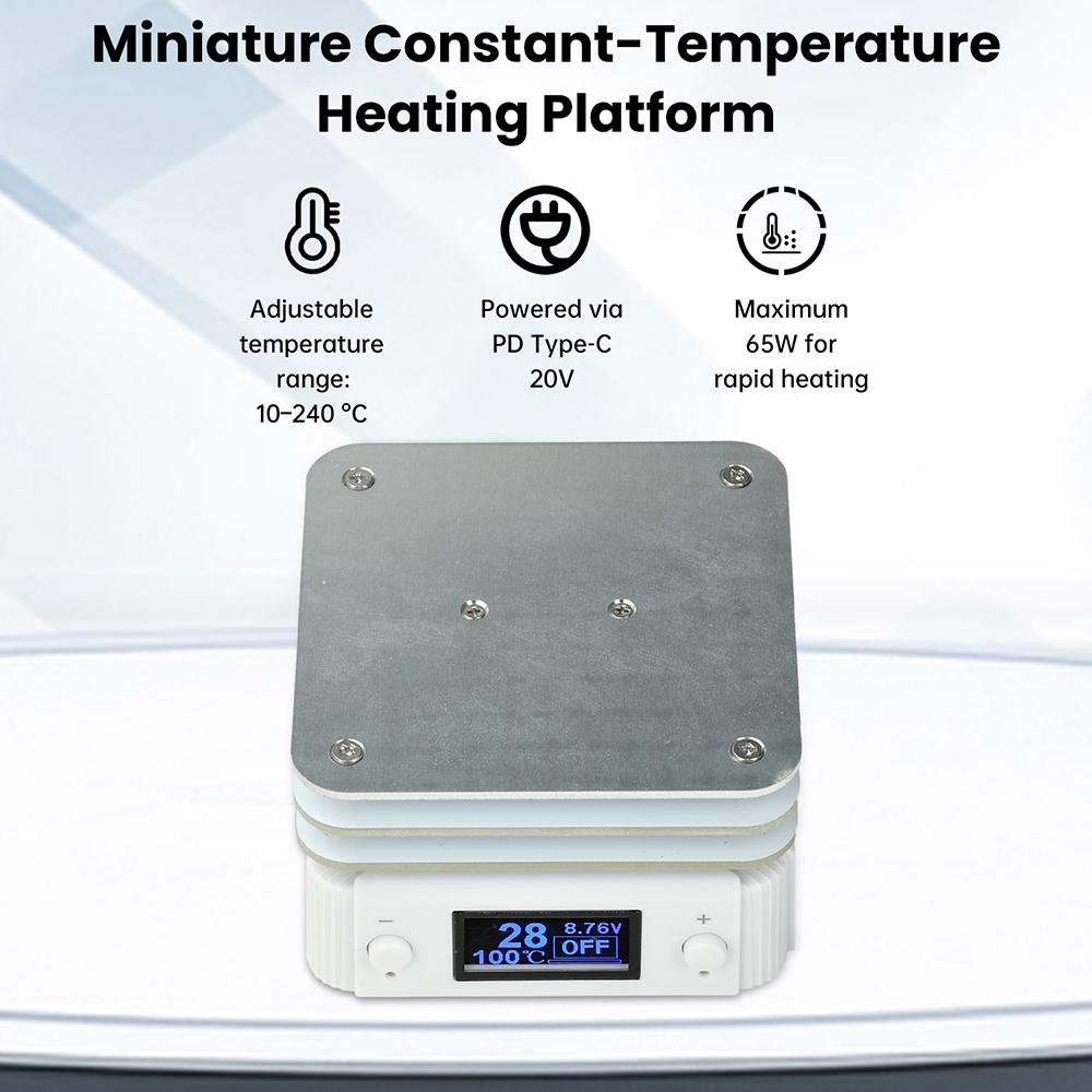 Mini Adjustable Constant Temperature Heating Table Type-C USB Soldering Plate Heating Table Repair Tools Digital Display 65W 20V