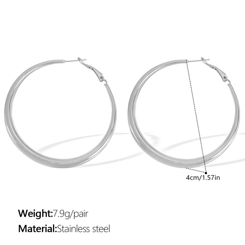 Retro High-End Titanium Steel Circle Earrings - Versatile European and American Fashion Jewelry for Women