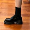 Korean Version of Small Leather Shoes Women's 2025 Spring New British Style Jk Thick Heel Platform Loafers College Single Shoes Ins