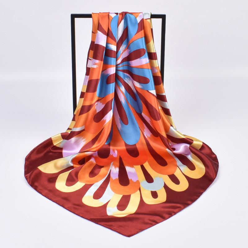 New Fashion Square Silk Scarf Women Luxury Brand Satin Print Hijab Scarves Pareo Bandana Female Shawl Wrap Headband Foulard