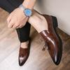 Men's Retro Slip-On Tassel Leather Loafers - Pointed Toe, Large Size, Low-Top Outdoor Casual Shoes