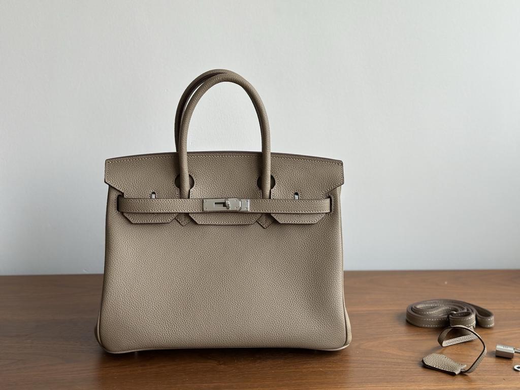 30cm Bronze Togo Leather Top Layer Cowhide Fashion High-End Large Capacity Handbag Single Shoulder Strap Womens Bag