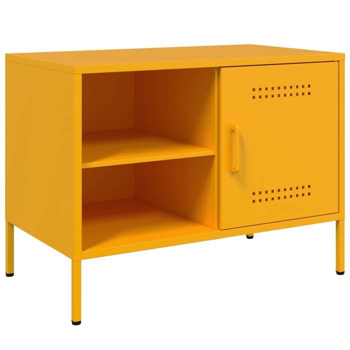 VidaXL Meuble TV jaune moutarde 68x39x50,5 cm acier, support TV, buffet TV, meuble multimédia, banc TV, armoire hifi 843000
