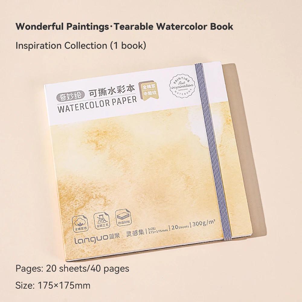 Languo Watercolor Drawing Book Thick Paper GSM 230/300g Watercolor Book Tearable Paint Book Portable Inspiration Record Notebook