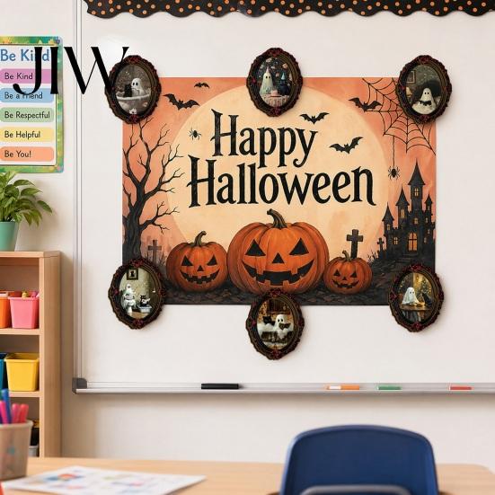 Scratch Resistant Fridge Decor Halloween Ghost Refrigerator Magnet, Retro Gothic Magnets, Oval Picture Frame Magnetic Stickers for Kitchen