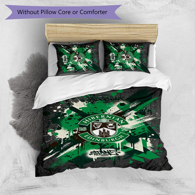 Hibernian FC Set Lenzuola Stampato 3 Pezzi Copripiumino Traspirante con Federe Biancheria da Letto Decorativa per Camera da Letto Casa