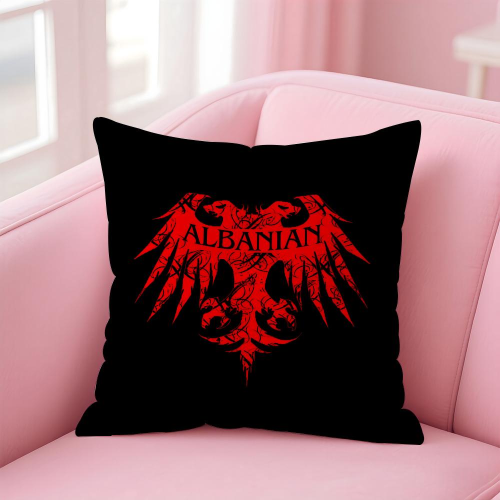 National Patriotic Symbol AAlbanians Flag Cushion Cover Pillowcase Short Plush Invisible zipper Room Sofa Cushion Cover