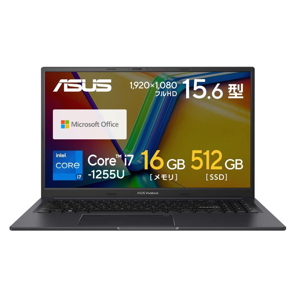 ASUS Vivobook 15X 12th Generation Core 16GB 512GB MS Office Windows Battery Power Fingerprint Indie 15.6-inch Laptop, i7-1255U, Memory, SSD, 2021, 11,