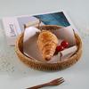 Hand-woven Storage Basket Rattan Tray for Countertop Shelves Fruit Tea Snack Bread Basket with Handle Kitchen Bedroom