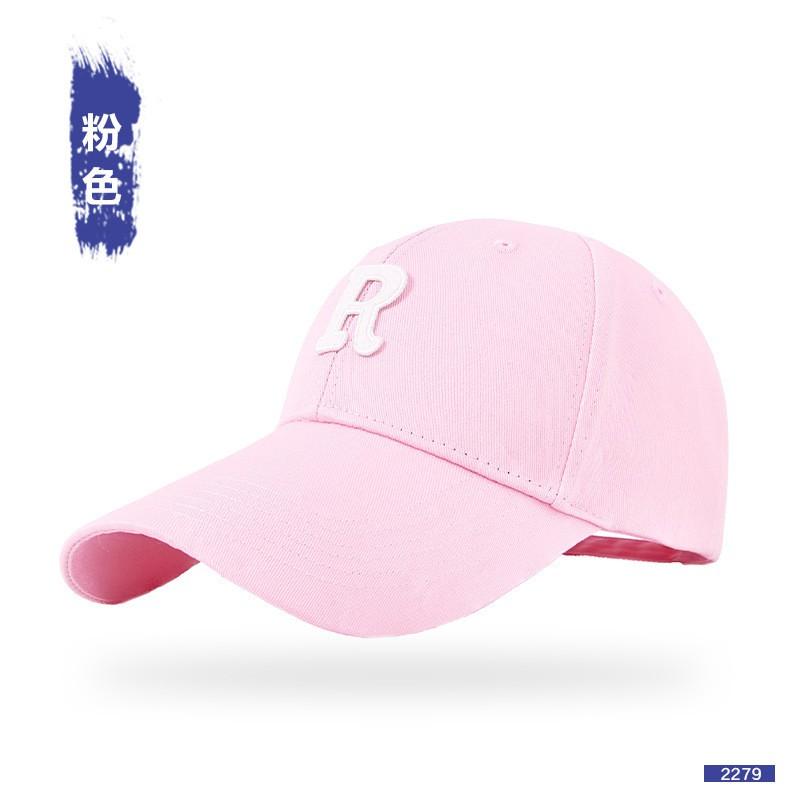 Korean Style R Baseball Cap Women Men Adjustable Wide Brim Sun Hat Cotton Casual Sport