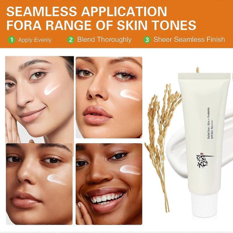 Relief Sun Organic Sonnencreme SPF50+PA++++ Reis und Probiotika, Koreanische Hautpflegelösung für alle Hauttypen, Nährende Hautschutz und UV-Abwehr