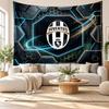 Tapiserie de perete FC Juventus, Agățătoare de perete din material moale, Fundal decorativ pentru dormitor, Artă murală pentru casă