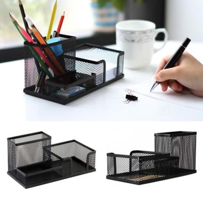 Metal Mesh Desktop Pen Holder Organizer Office Home Stationery Storage Case